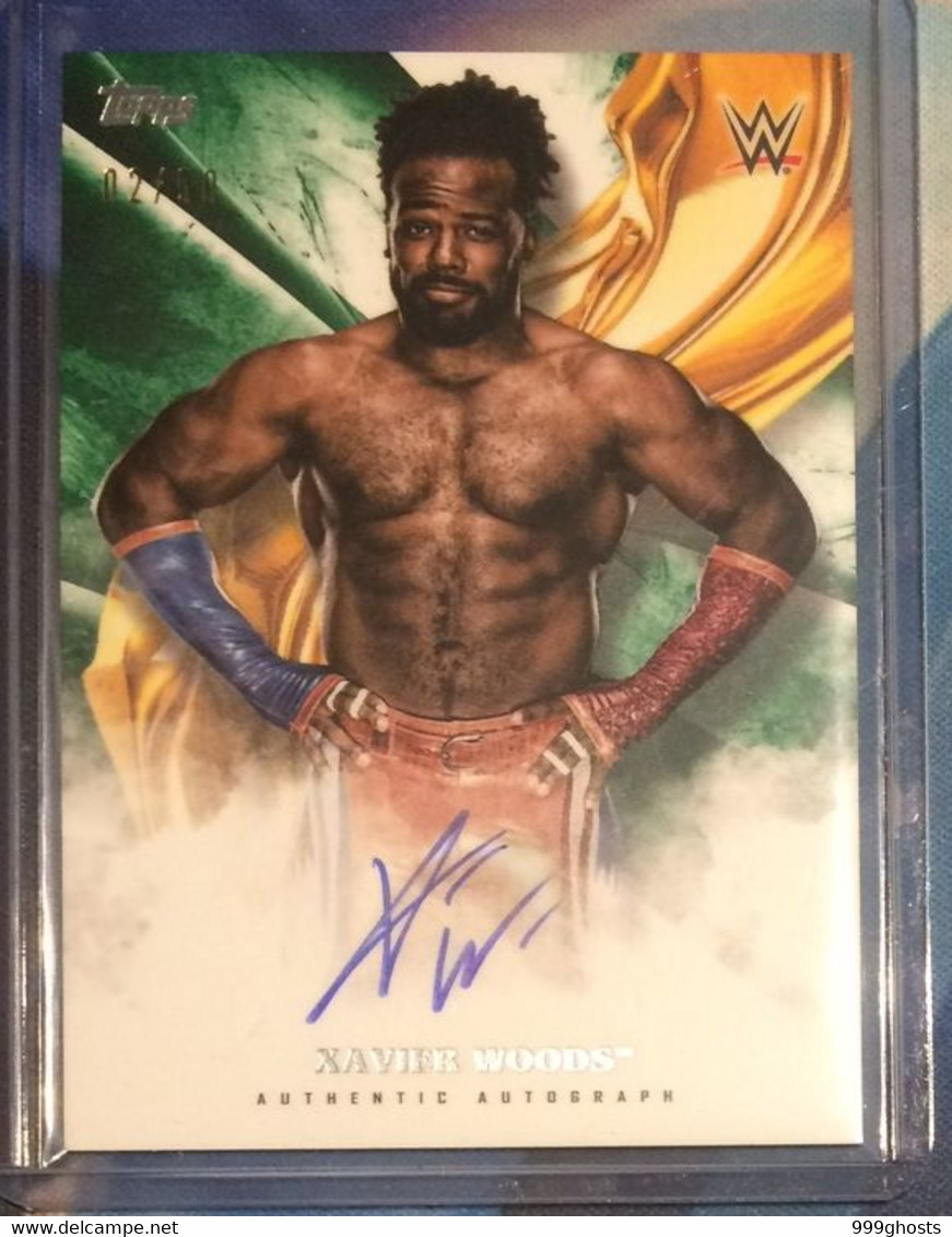 2019 TOPPS Undisputed 02/50 Green XAVIER WOODS Autograph Signed Trading Card WWE Wrestling - Trading-Karten