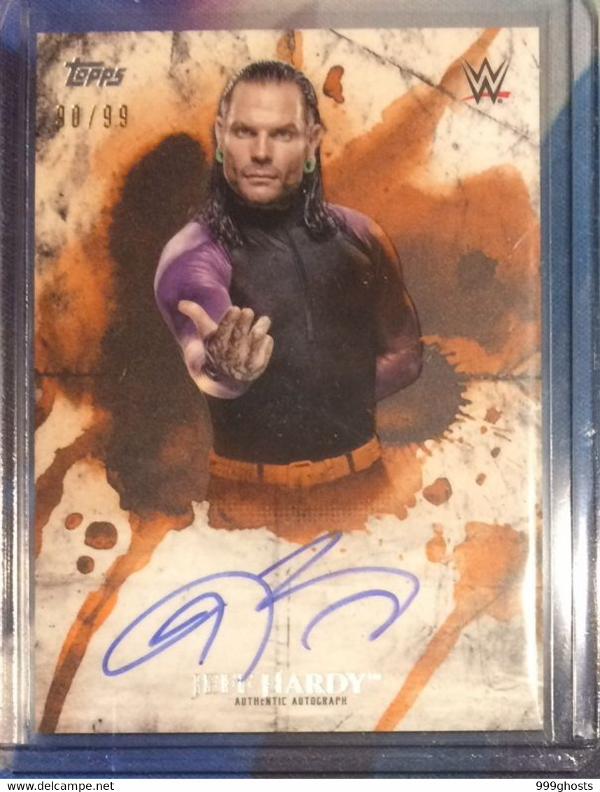 2018 TOPPS Undisputed 90/99 JEFF HARDY Autograph Signed Trading Card WWE Wrestling - Trading-Karten