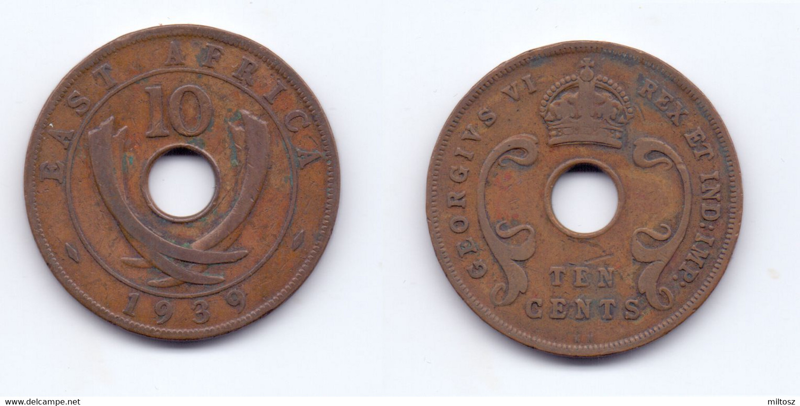 East Africa 10 Cents 1939 KN - British Colony