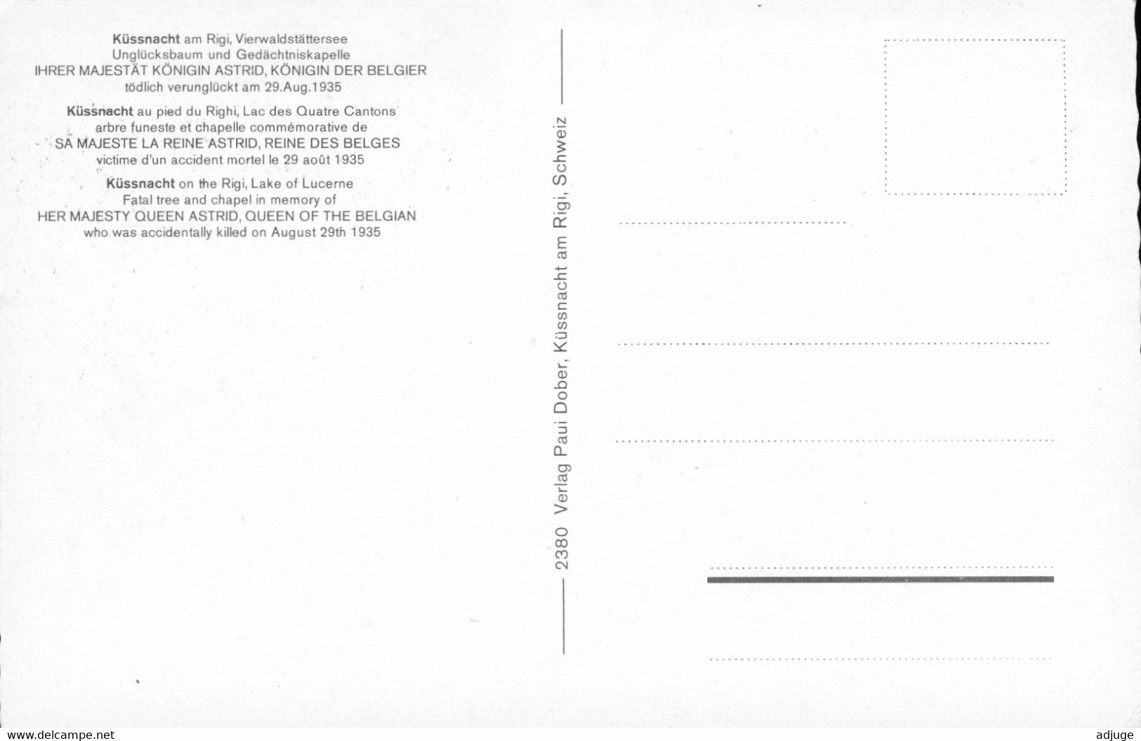 KÜSSNACHT - Lac Des Quatre Cantons, Chapelle Commémorative De SM La Reine Astrid Reine Des Belges** 2 Scans - Küssnacht