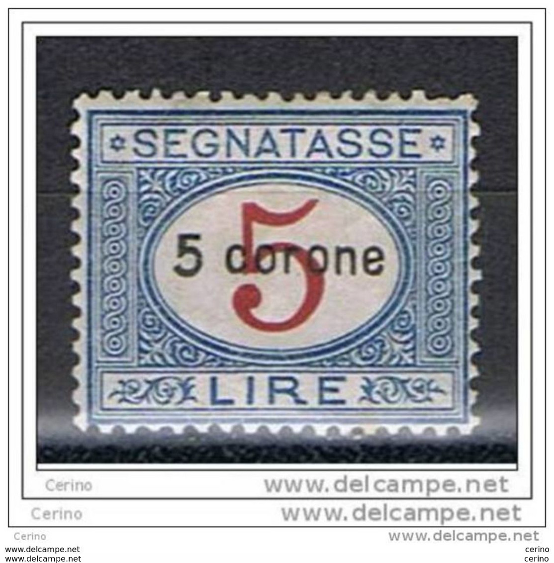 DALMAZIA:  1922  TASSE  SOPRASTAMPATO  -  5 C./5 £. AZZURRO  E  CARMINIO  L. -  SASS. 4 - Dalmatie