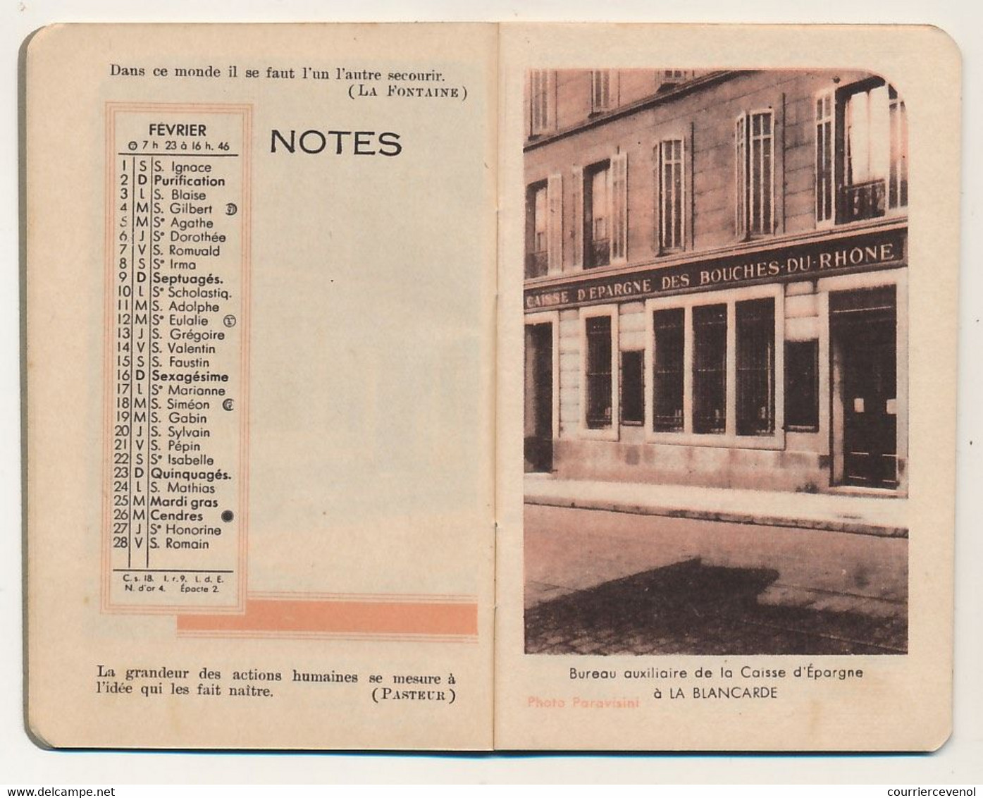 MARSEILLE - Calendrier De Poche Caisse D'Epargne Des Bouches Du Rhône - 1941 - 8 Cm X 11,8 Cm - Petit Format : 1941-60