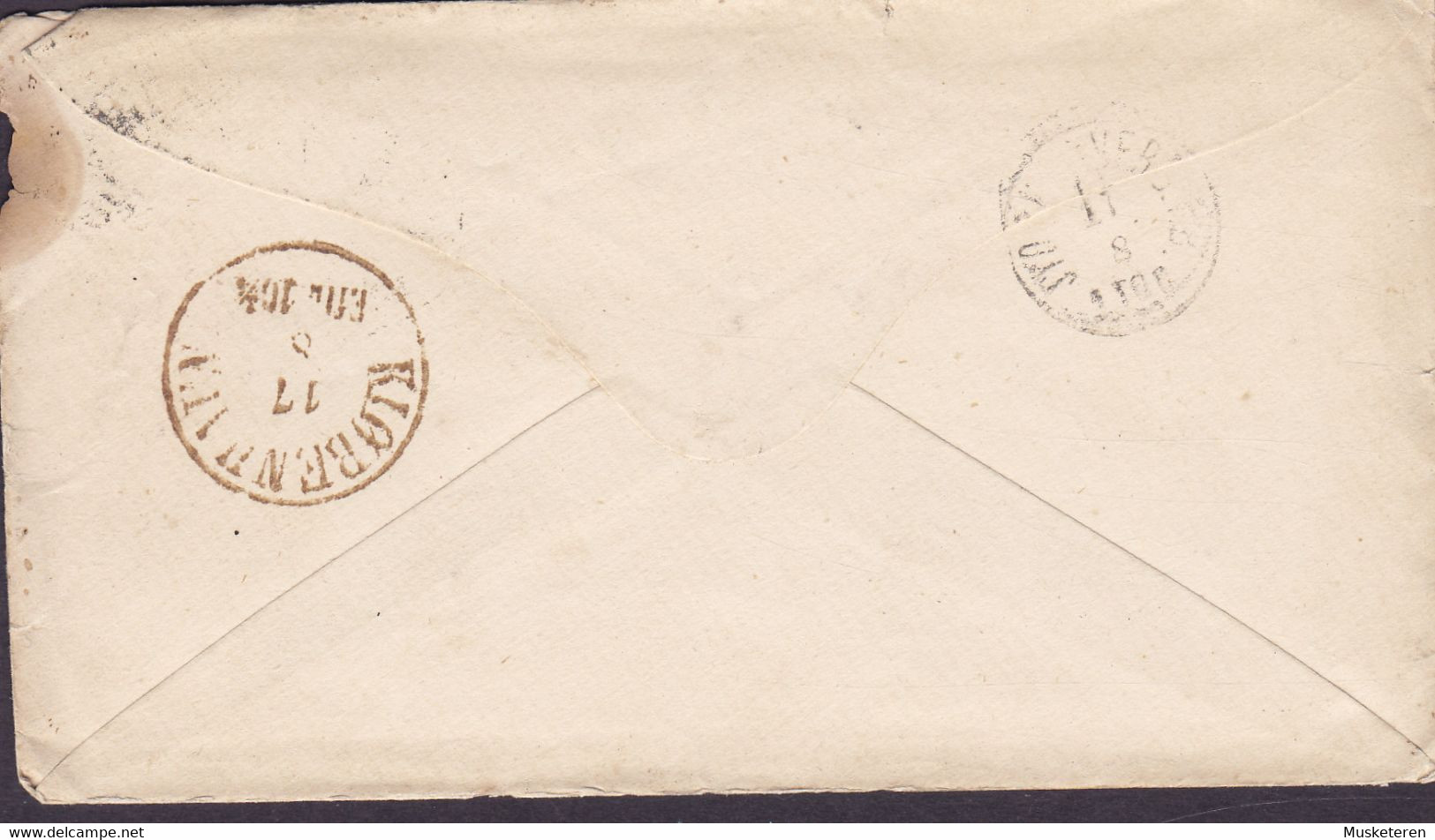 Denmark VIBORG Number '77' Cancel Cover Brief Lettre KJØBENHAVN (Arr.) 4 Skilling Crown-Scepter Single Franking (2 Scans - Covers & Documents