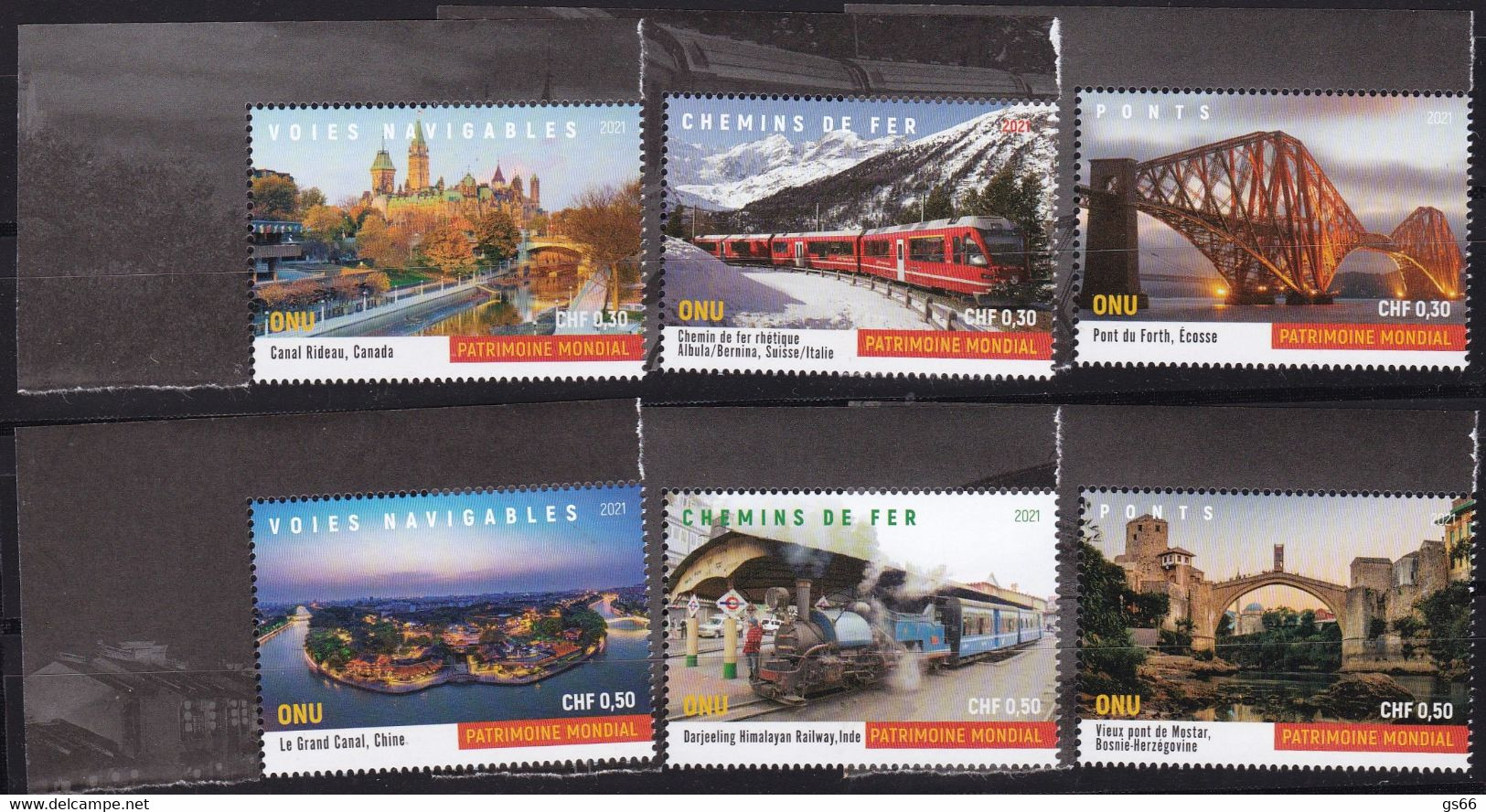 UNO-Genf, 2021, 1142/47, MNH **, UNESCO-Welterbe: Brücken, Wasserstraßen Und Eisenbahnen. - Ungebraucht