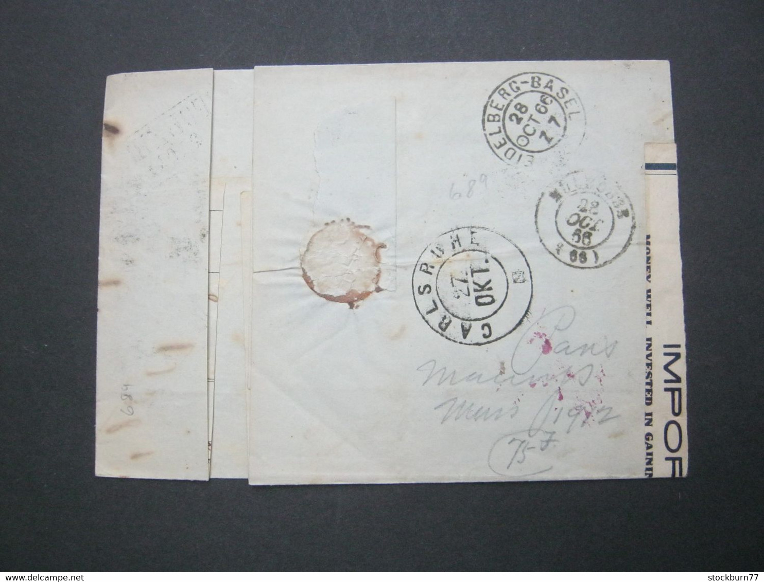 1866 ,  9 Kreuzer Auf Brief Aus PFORZHEIM  Nach Frankreich, Die Marke Ist Ohne Mängel - Cartas & Documentos