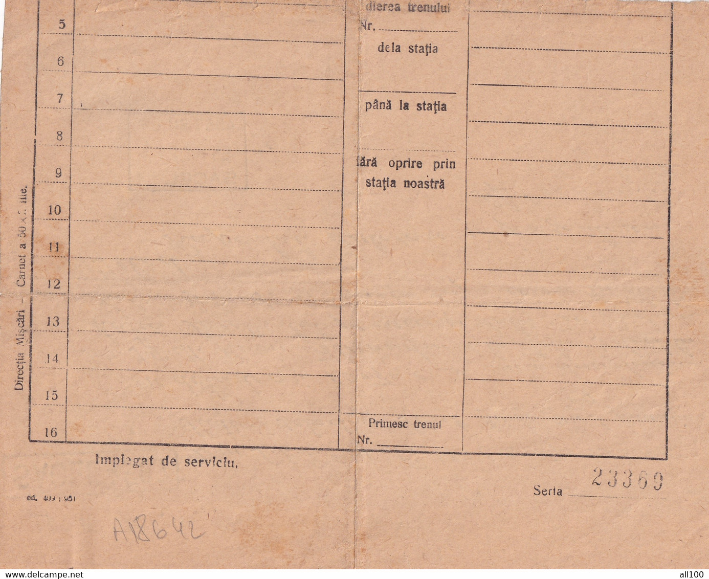 A18642 - CFR CAILE FERATE ROMANE ROMANIAN RAILWAYS OLD DOCUMENT ICLOD SACEL 1953 HANDWRITING HANDWRITTEN COPY - Europa