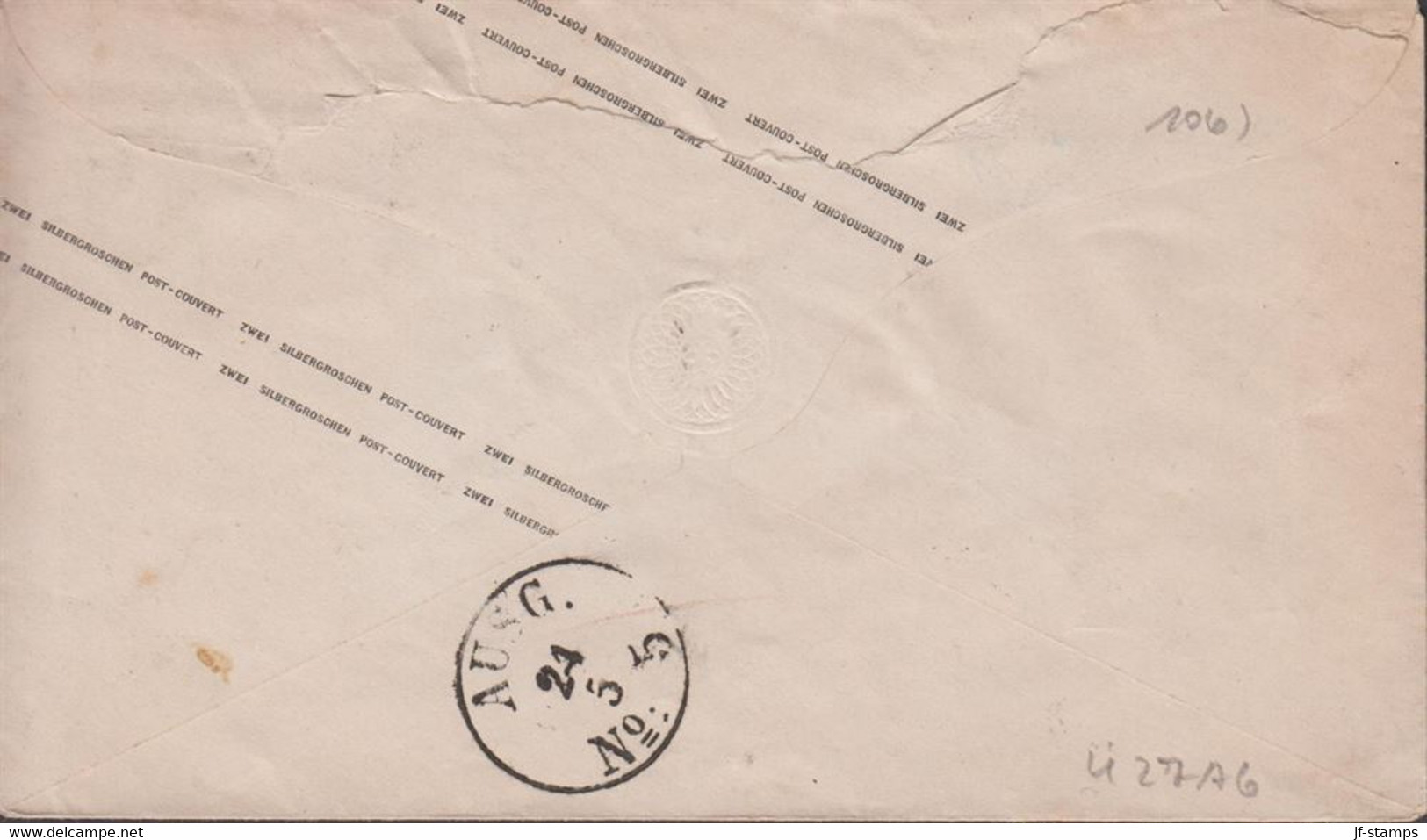 1867. PREUSSEN. ZWEI GROSCHEN Envelope To Quildenburg Cancelled .FITZ 24 1 67.  - JF432970 - Enteros Postales