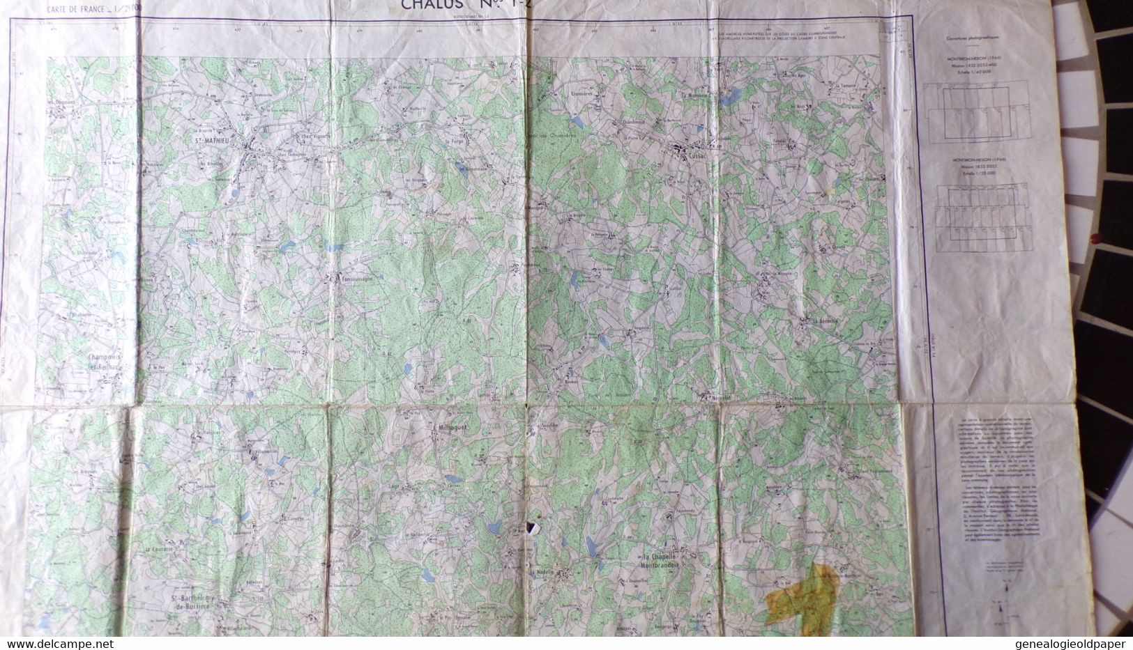 87- CHALUS- CARTE 1967-SAINT MATHIEU-CHAMPNIERS REILHAC-MILHAGUET-FONSOUMAGNE-CUSSAC-NEGRELAT-LA MONNERIE-MONTBRANDEIX - Topographische Kaarten