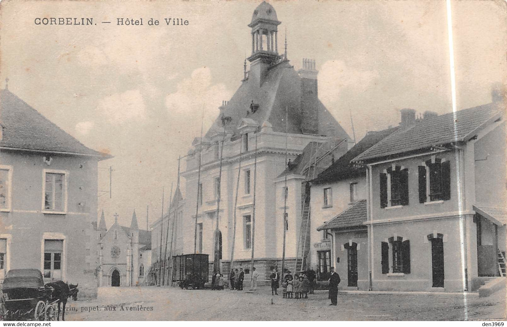 CORBELIN (Isère) - Hôtel De Ville - Travaux, Couvreurs, Attelage De Cheval - Corbelin