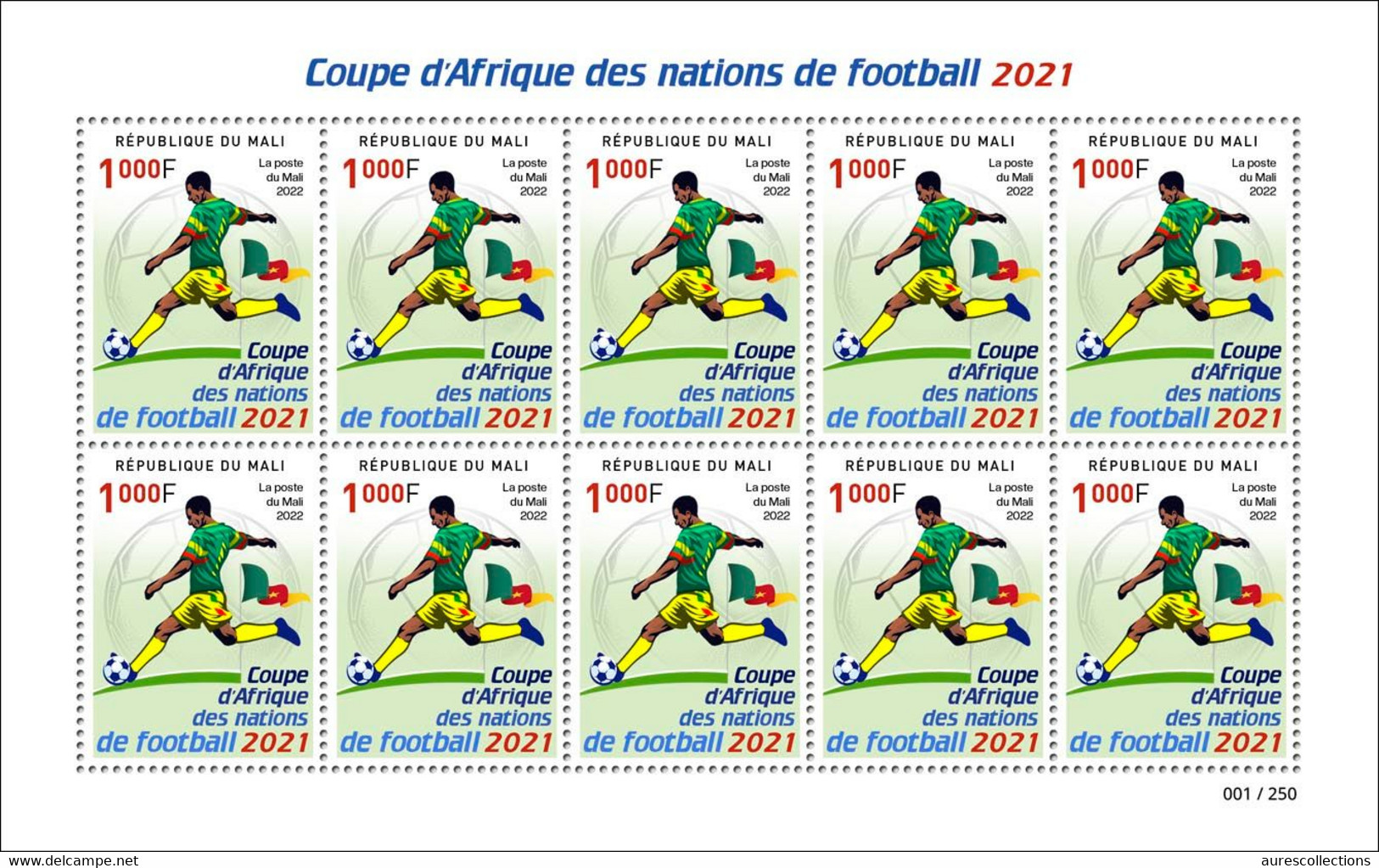 MALI 2022 BOOKLET CARNET SHEETLET FEUILLET 10V - FOOTBALL AFRICA CUP OF NATIONS COUPE D'AFRIQUE CAMEROUN 2021 - RARE MNH - Afrika Cup