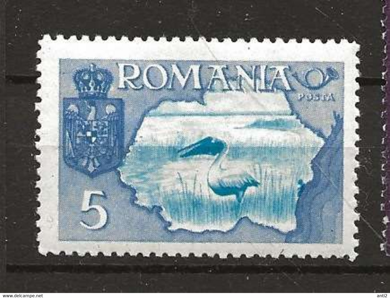 Romania 1956  Bird, Exile Map With Pelican - Coat Arms LABEL VIGNETTE CINDERELLA SPAIN Madrid  MNH - Plaatfouten En Curiosa