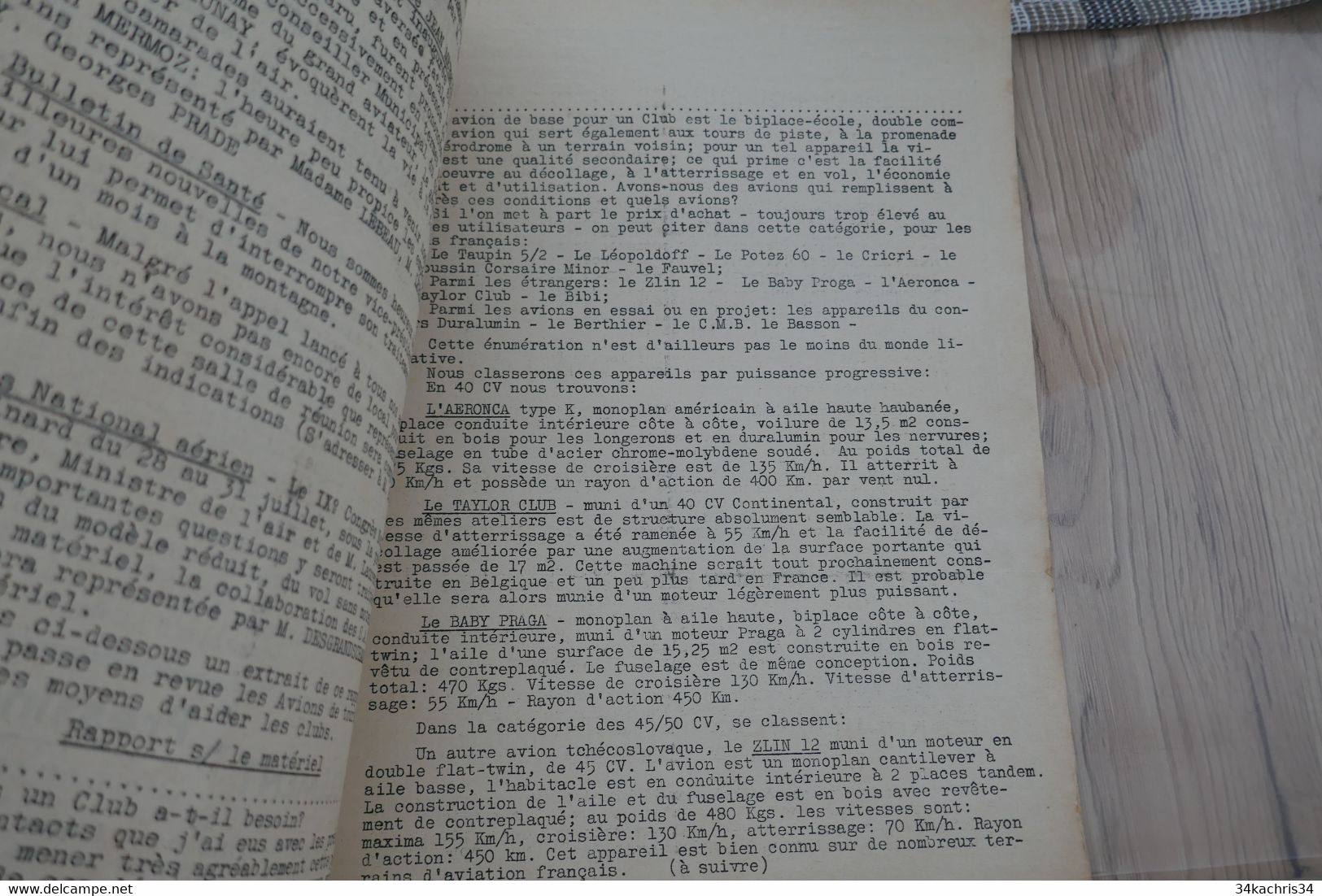 Bulletin Information Aéro Club Du 14 ème Arrondissement Paris N°29 Juillet 1938 Aviation Tourisme - Andere & Zonder Classificatie