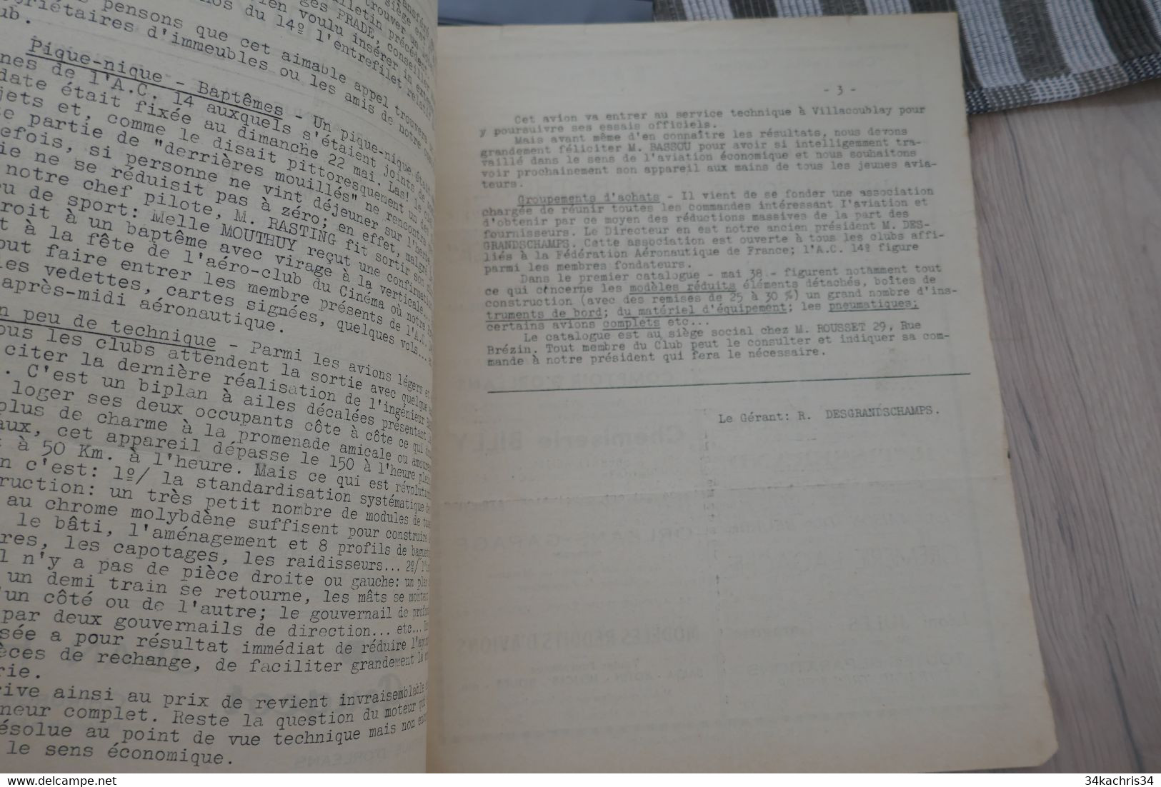 Bulletin Information Aéro Club Du 14 ème Arrondissement Paris N°28 Mai Juin 1938 Aviation Tourisme - Andere & Zonder Classificatie