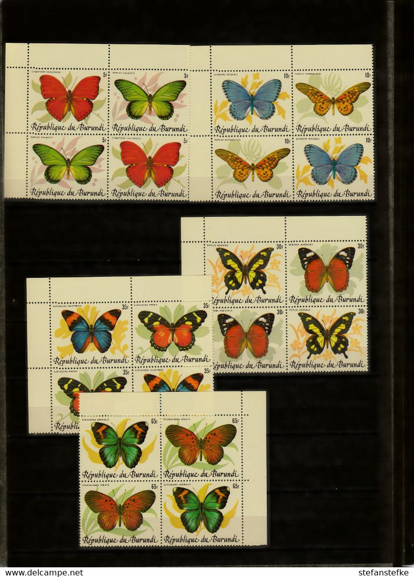 Burundi Ocb Nr 918 - 927 ** MNH ! (zie Scan) 2 Series In Blok Van 4 Butterflies Papillons Ocb 700 Euro ! - Neufs