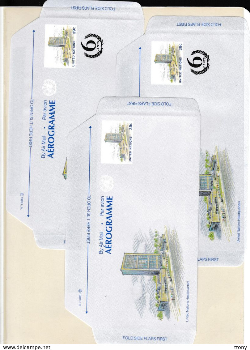 lot timbres Nations Unies  sur  38 documents   entier postal -aérogramme  air mail  postkarte  ect