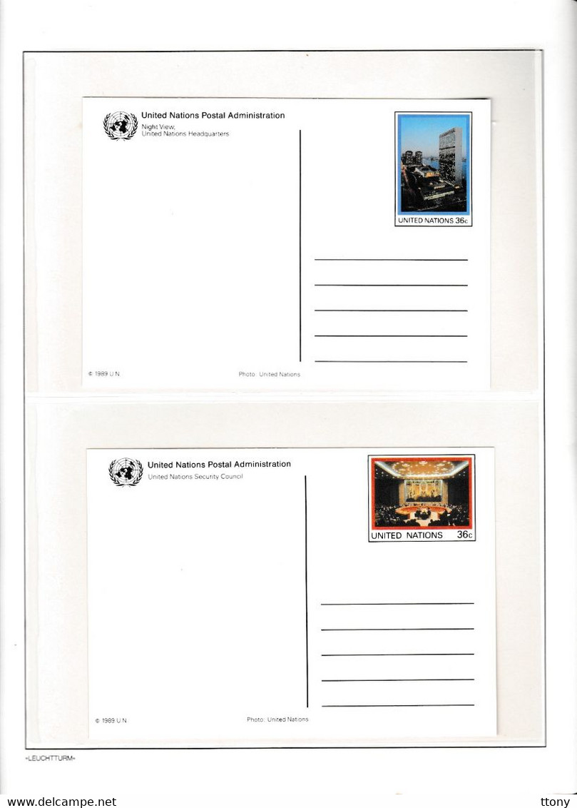 lot timbres Nations Unies  sur  38 documents   entier postal -aérogramme  air mail  postkarte  ect