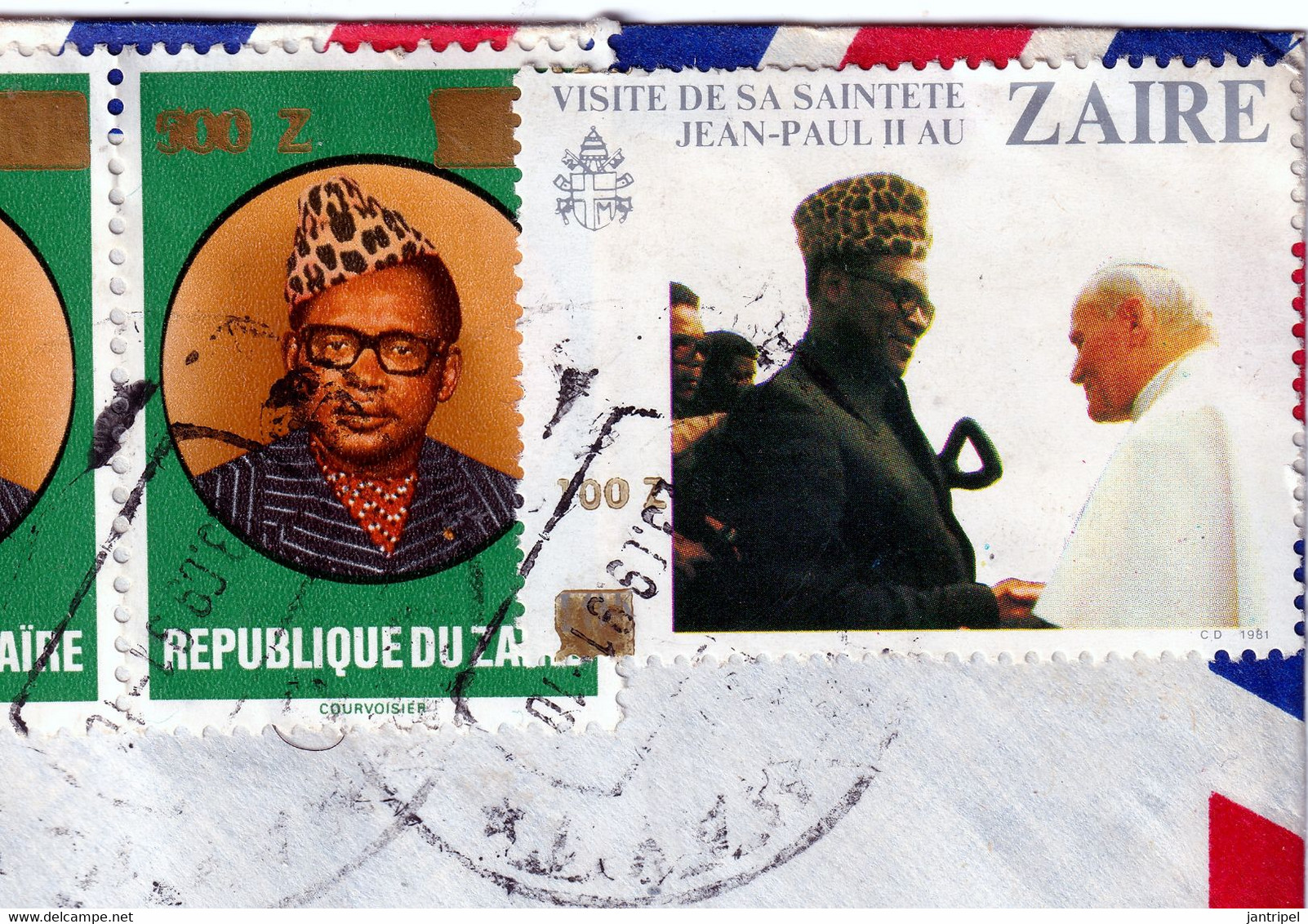 ZAIRE 1991 COVER To FRANCE  REVALUED  STAMPS. - Covers & Documents