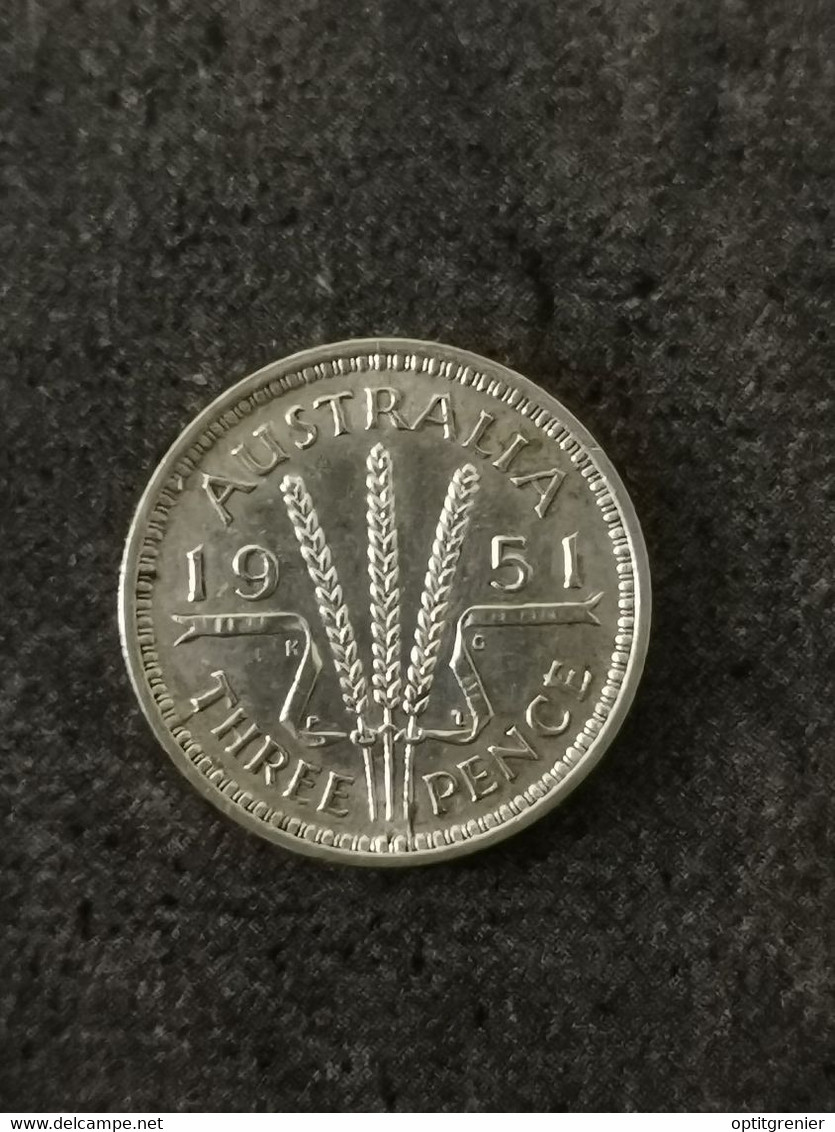 3 PENCE 1951 ARGENT AUSTRALIE / AUSTRALIA SILVER - Threepence