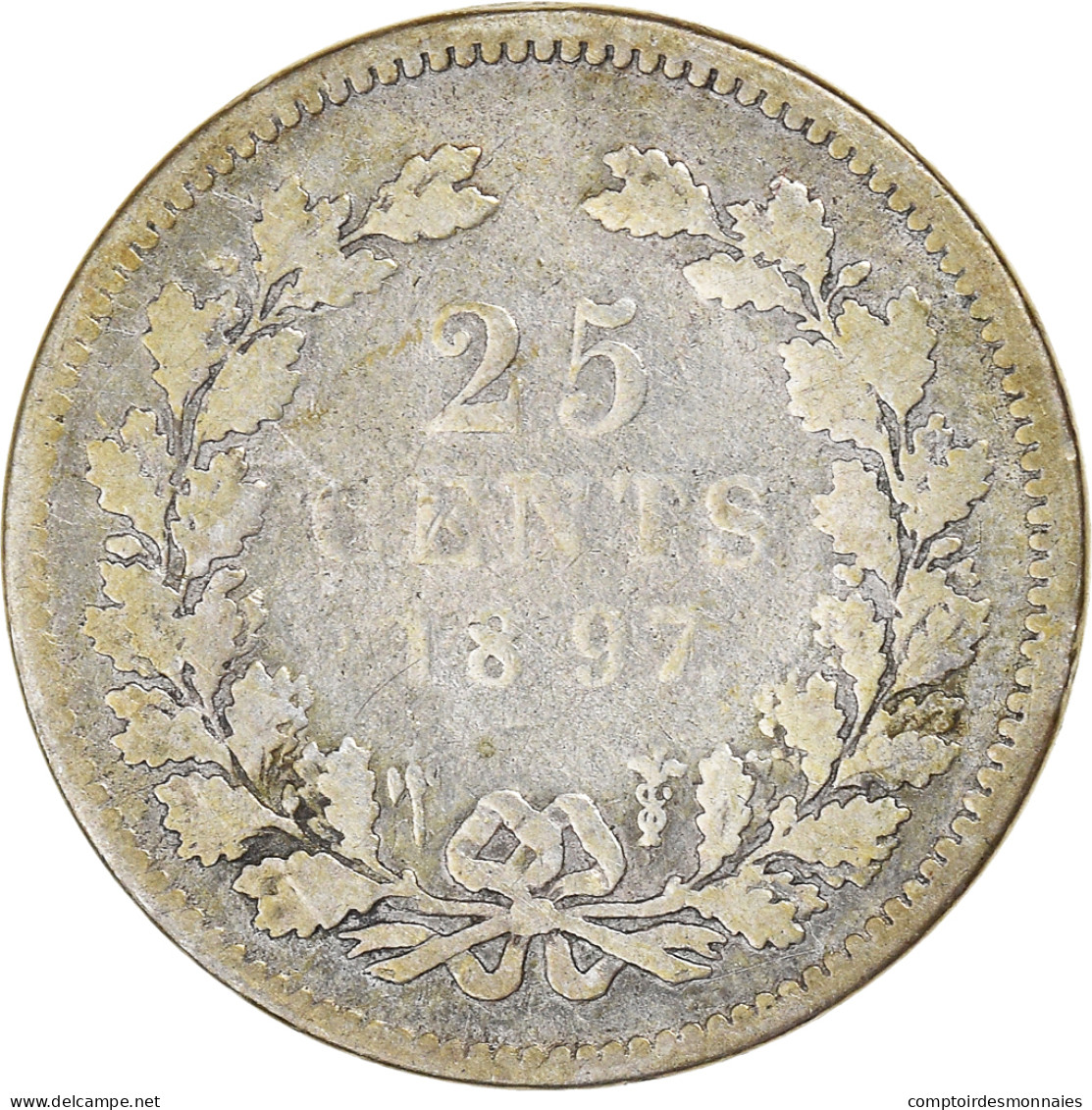 Monnaie, Pays-Bas, Wilhelmina I, 25 Cents, 1897, Utrecht, TB, Argent, KM:115 - 25 Cent