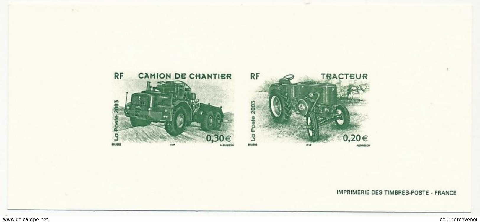 FRANCE - Gravure Des Timbres "série Jeunesse 2003" Véhicules Divers - Luxusentwürfe