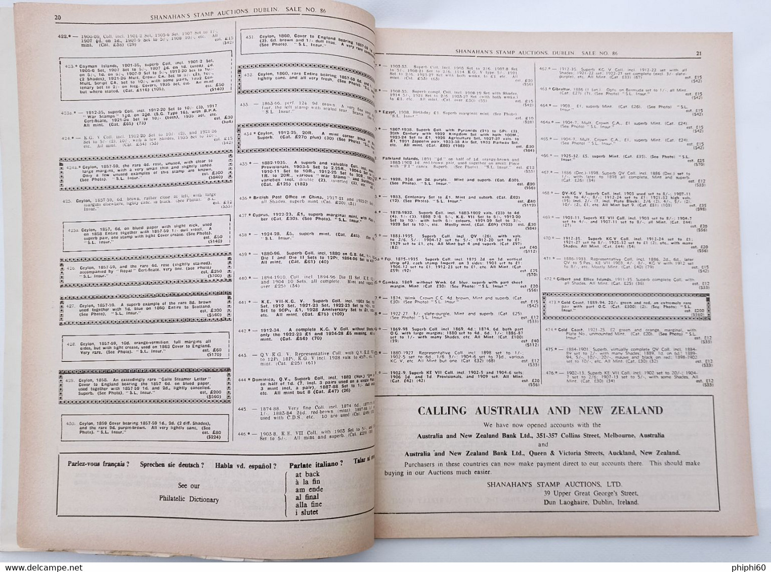 Shanahan's Stamb Auctions Ltb - AN ORDINARY SALE - 1959 - Sonstige & Ohne Zuordnung