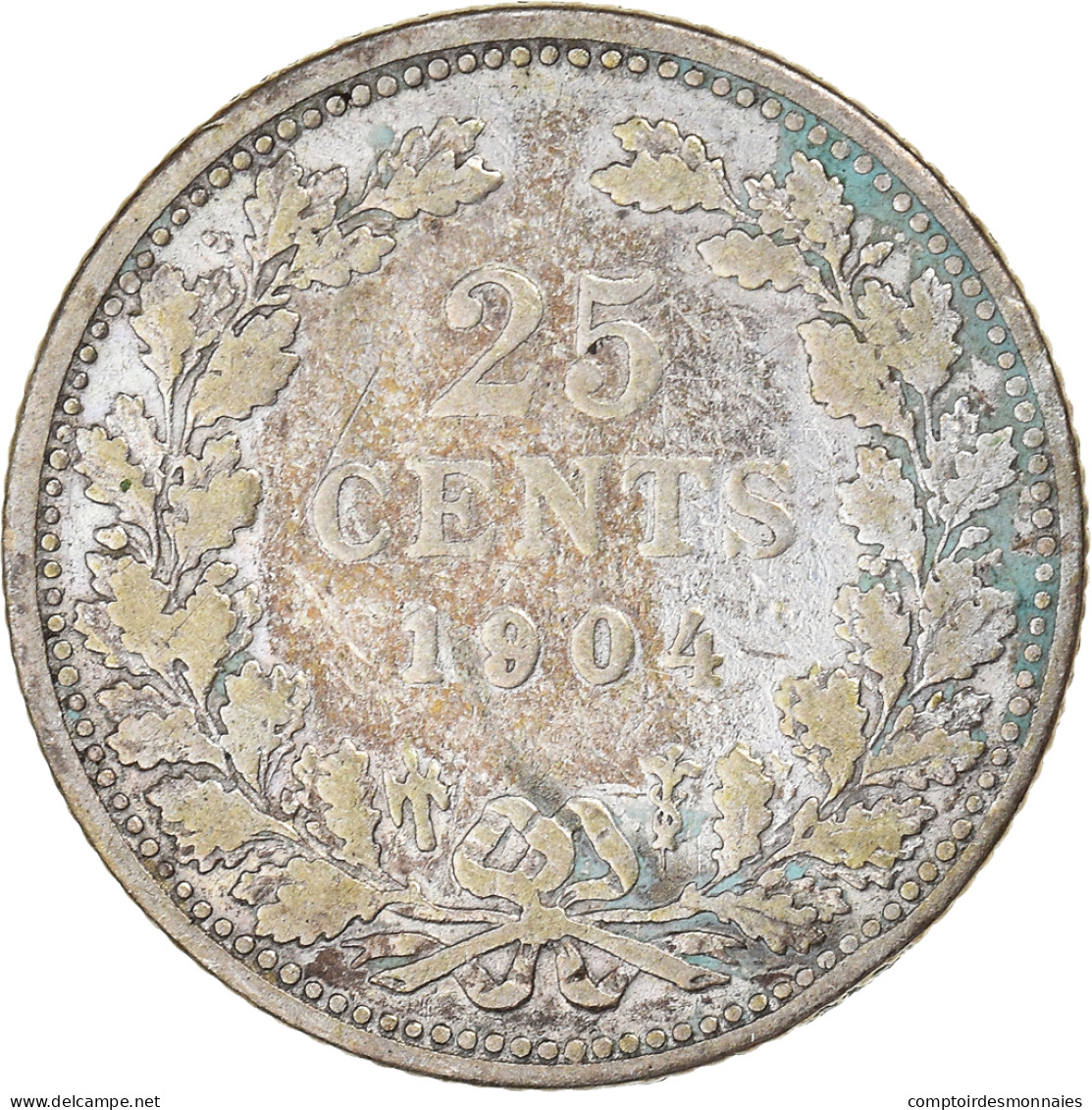 Monnaie, Pays-Bas, Wilhelmina I, 25 Cents, 1904, Utrecht, TB+, Argent, KM:120.2 - 25 Cent