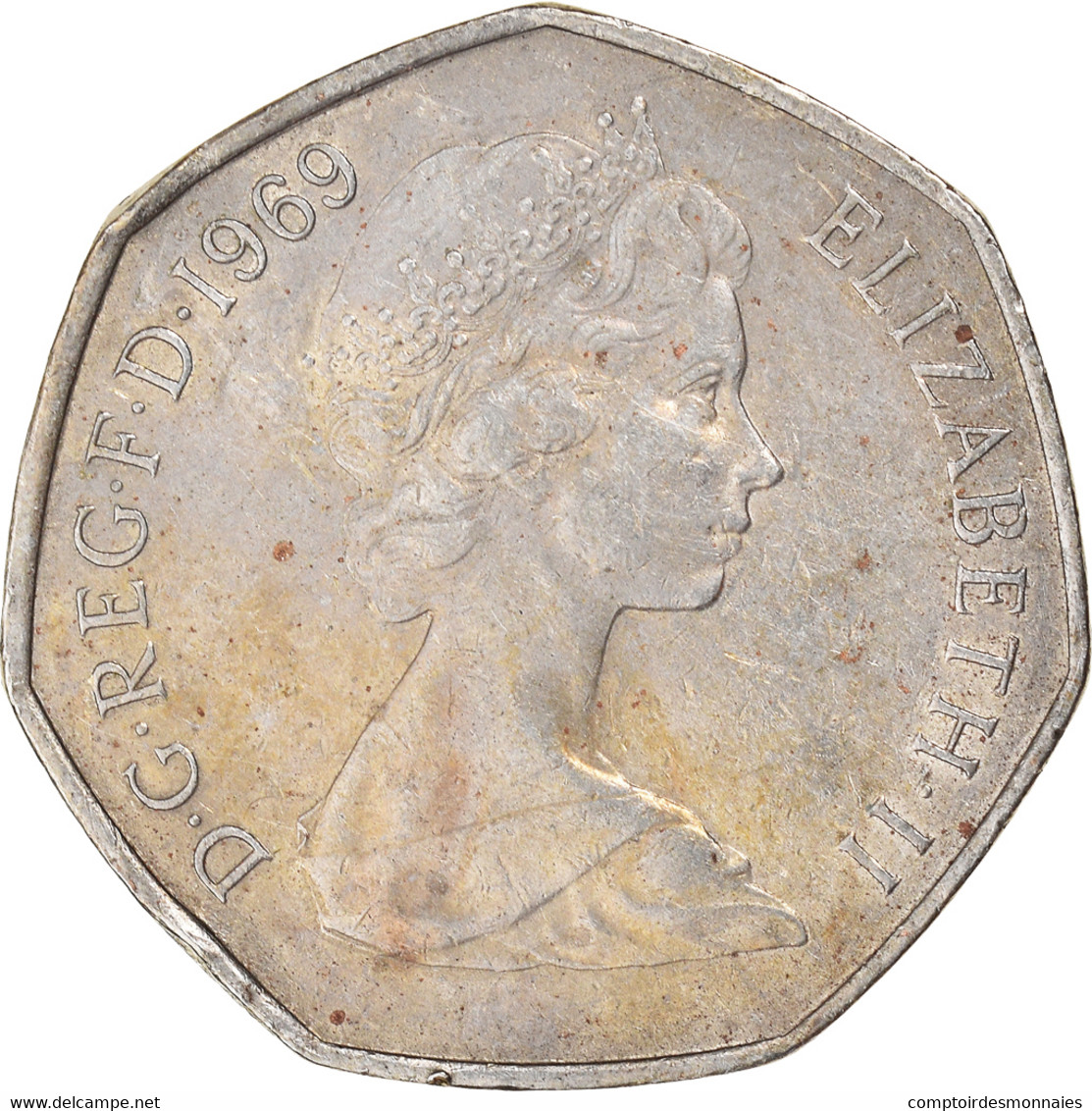 Monnaie, Grande-Bretagne, Elizabeth II, 50 New Pence, 1969, TB+, Cupro-nickel - 50 Pence