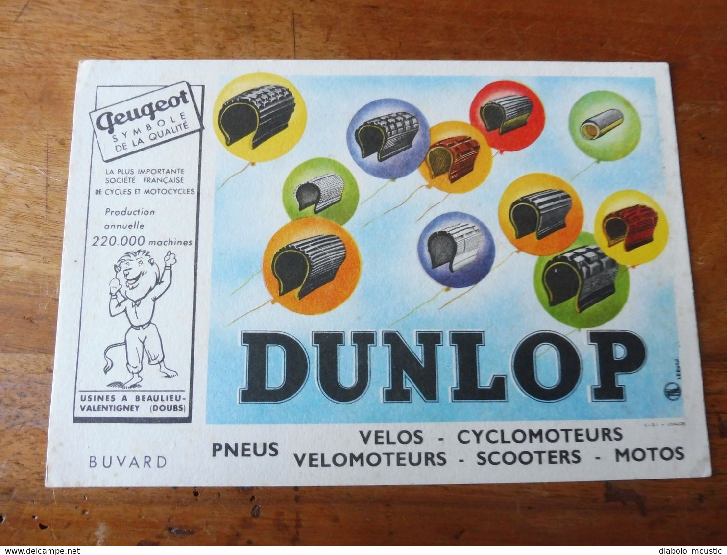 Pneus DUNLOP Pour Vélos, Cyclomoteurs, Vélomoteurs, Scooters, Motos - Peugeot Symbole De La Qualité  (dessin De Lerutn ) - Moto & Vélo