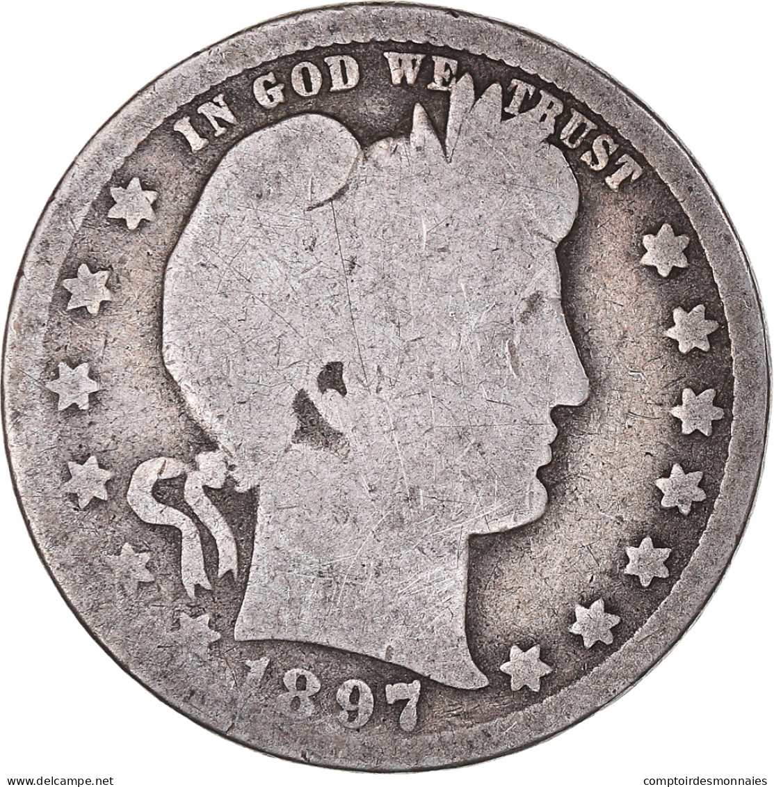 Monnaie, États-Unis, Barber Quarter, Quarter, 1897, U.S. Mint, New Orleans, TB - 1892-1916: Barber