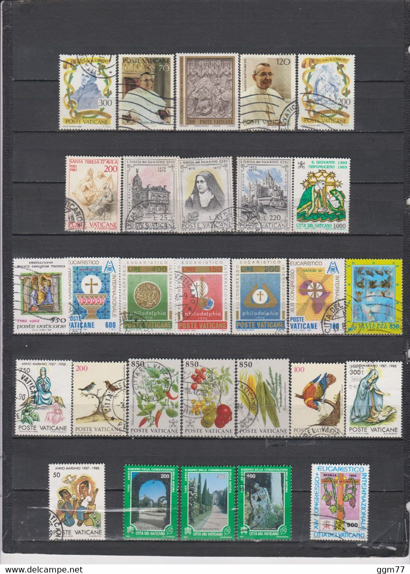 136 TIMBRES VATICAN OBLITERES & NEUFS** + SANS GOMME DE 1973 à 1996  Cote : 106,70 € - Oblitérés