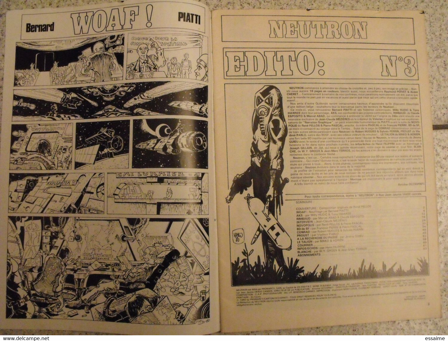 3 N° De La Revue Neutron. Magazine De Science-fiction En BD. N° 1,3,4. Pellos Mézières Mako Poïvet Bogdanoff Guieu 1980 - Other & Unclassified