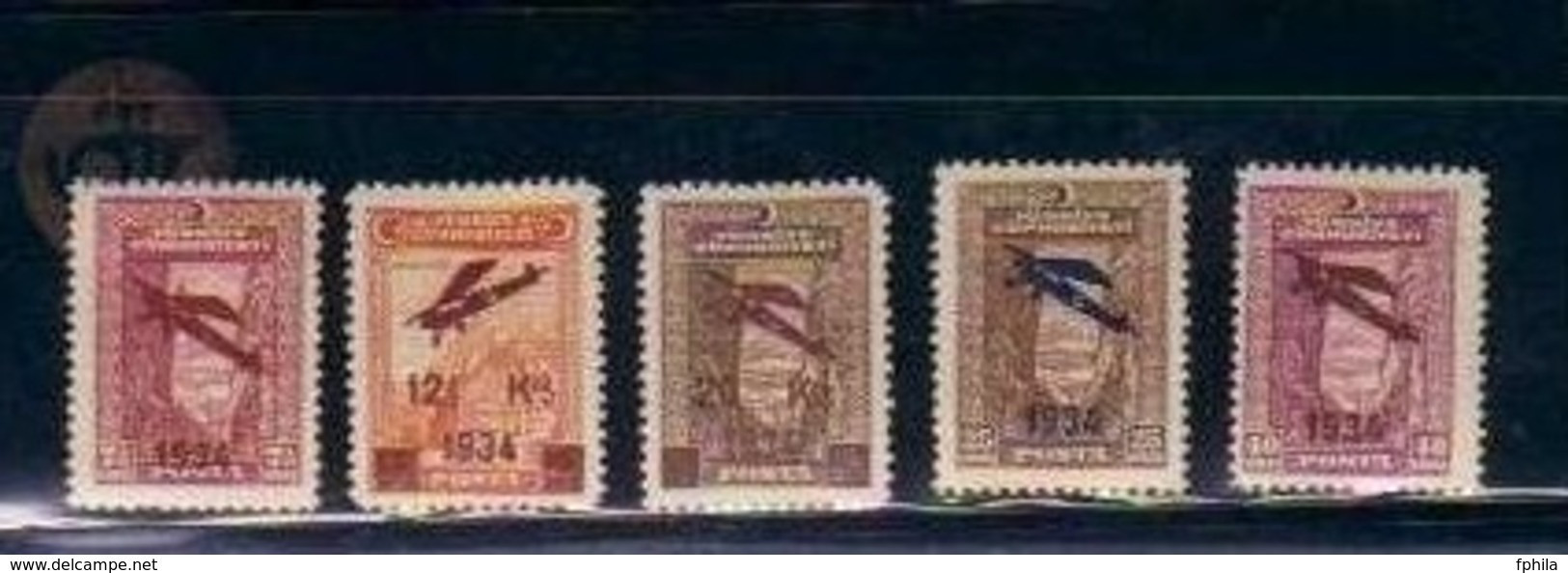 1934 TURKEY SURCHARGED AIRMAIL STAMPS MINT WITHOUT GUM - Ungebraucht