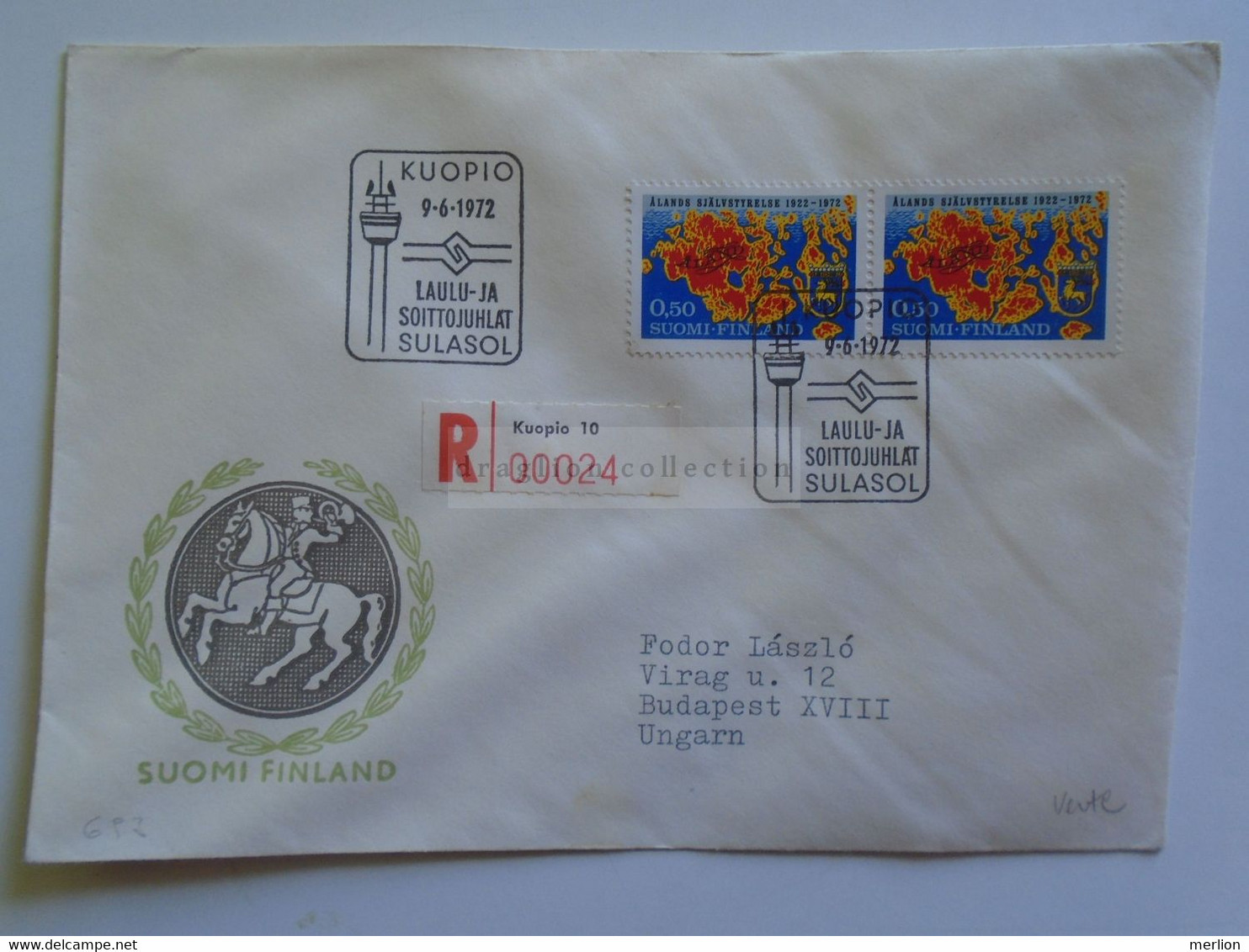 D179691   Suomi Finland Registered Cover    - Cancel KUOPIO  1972  Sent To Hungary - Covers & Documents