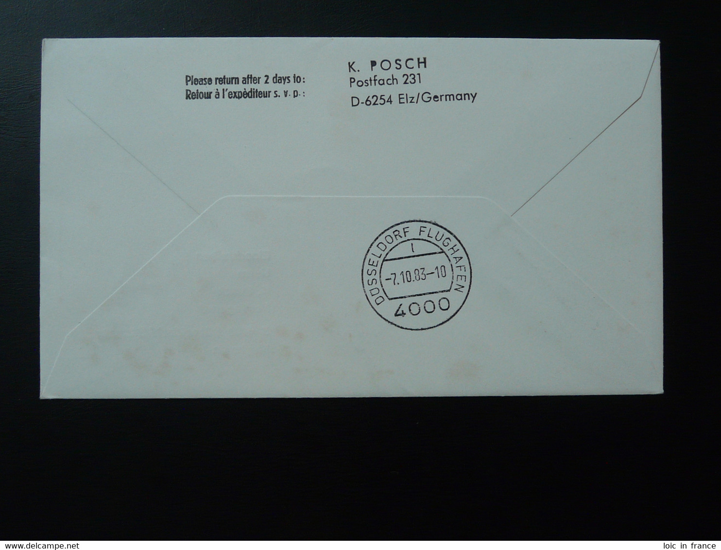 Lettre Vol Registered Flight Cover Flugpost Wien Vereinte Nationen --> Dusseldorf ILA 1983 - Storia Postale