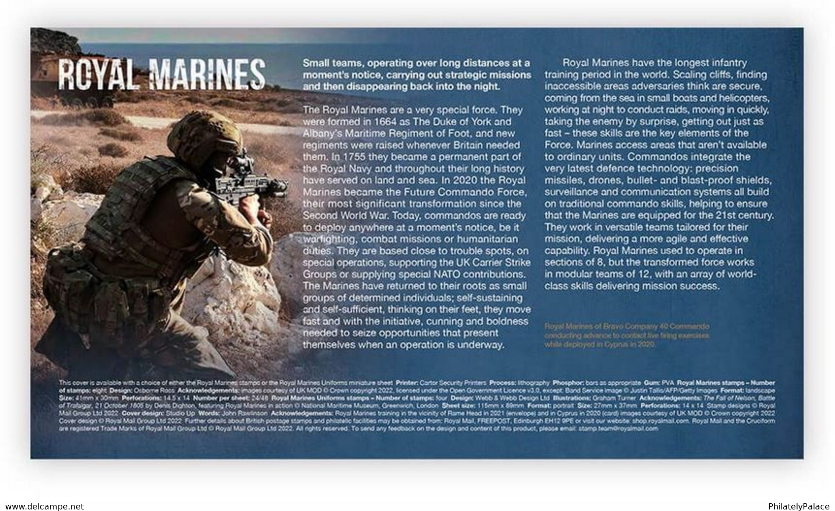 GB UK New 2022 Royal Marines ,FDC + Brochure , Commando , Climate, Aviation Operation, World War  (**) Great Britain - Zonder Classificatie