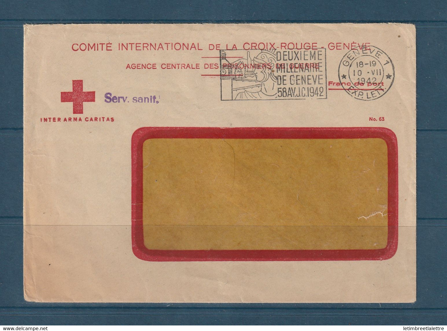 ⭐ Croix Rouge - Lettre Comité International De La Croix Rouge - Genève - Service Sanitaire - 1942 ⭐ - Portofreiheit