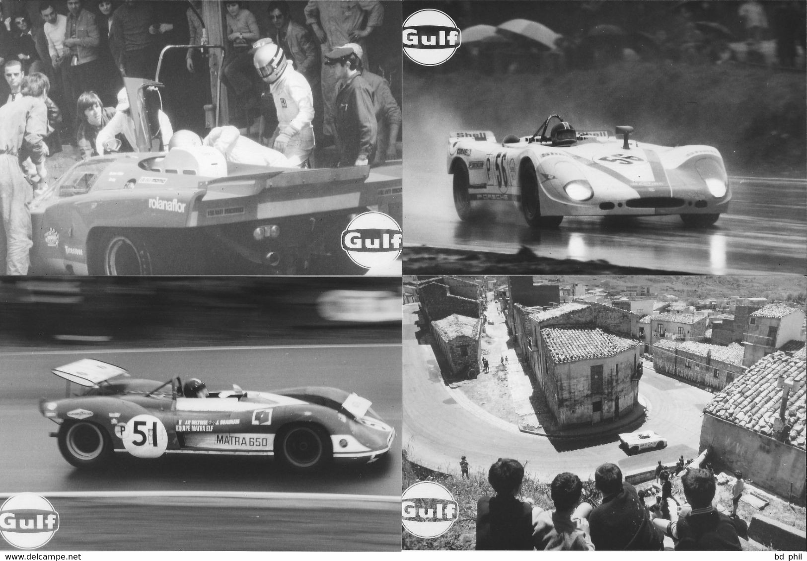 Rare Lot De 20 Photos Gulf Porsche 917 Siffert Rodriguez Elford Ferrari Alfa Roméo Matra Le Mans Targa Florio 1970 71 72 - Habillement, Souvenirs & Autres