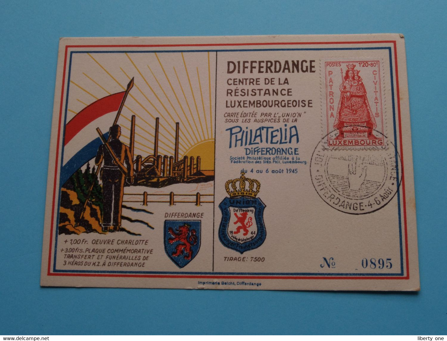 DIFFERDANGE Centre De La Résistance Luxembourgeoise > Philatelia  > N° 0895 ( Voir Scan ) 1945 ! - Cartes Maximum