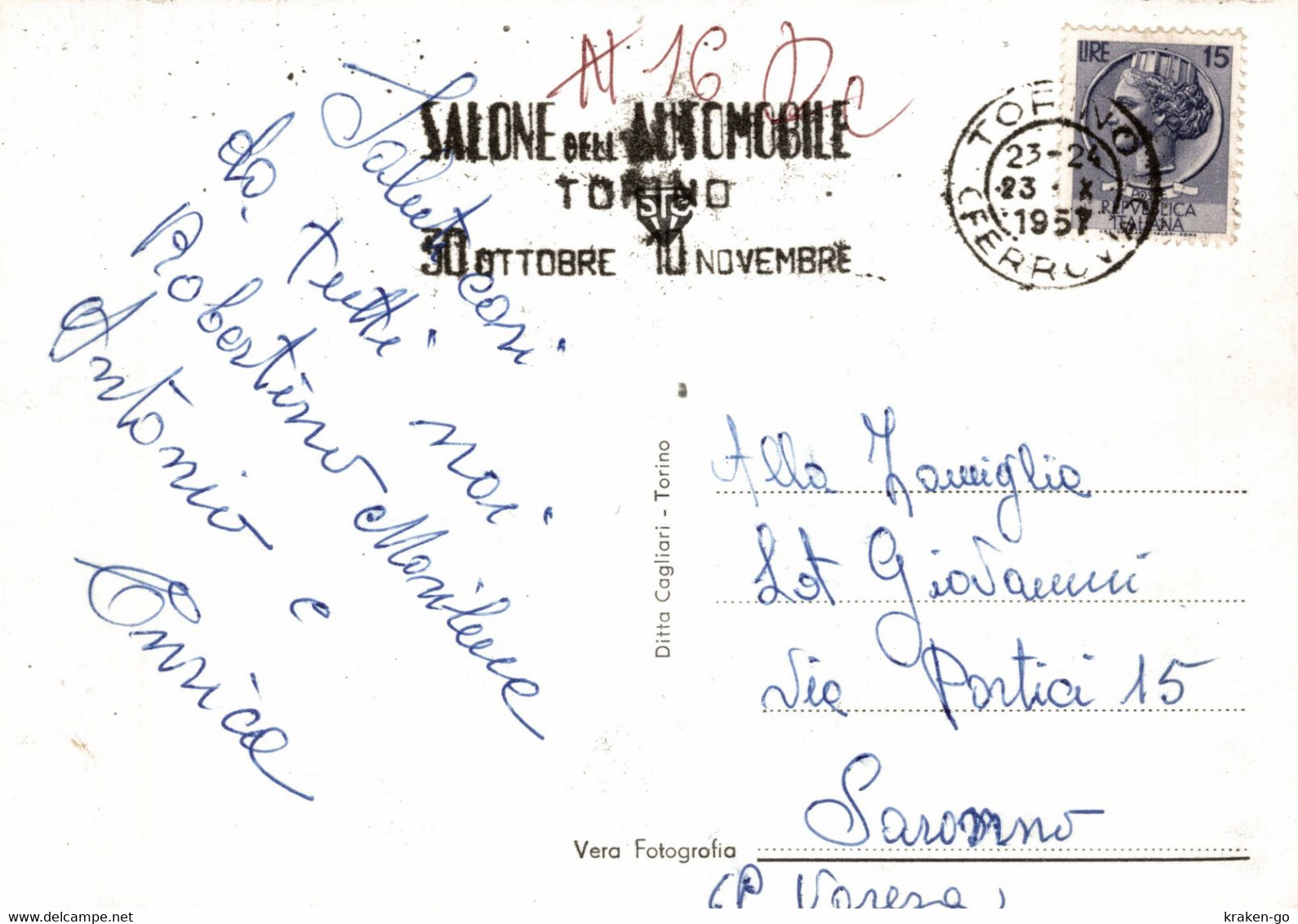 RIVOLI, Torino - Saluti, Vedutine - VG + Targhetta Postale - #111 - Rivoli