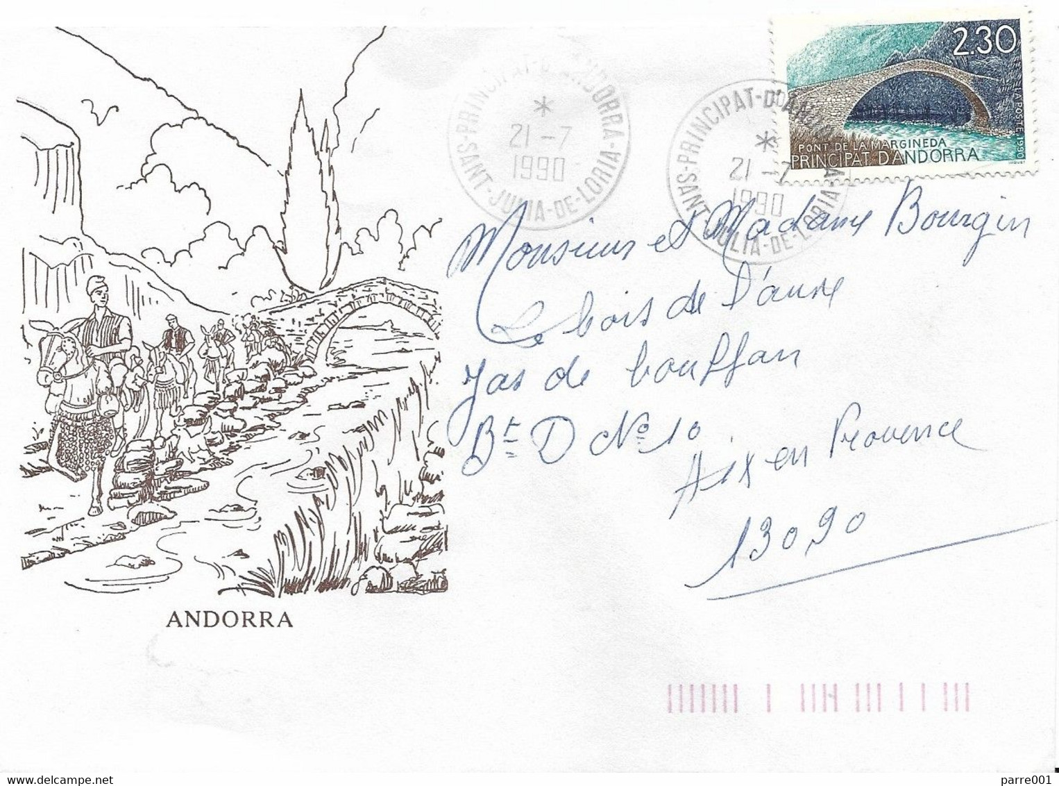 Andorra 1990 Sant Julia De Loria Romanic Bridge Pont De La Margineda Cover - Covers & Documents