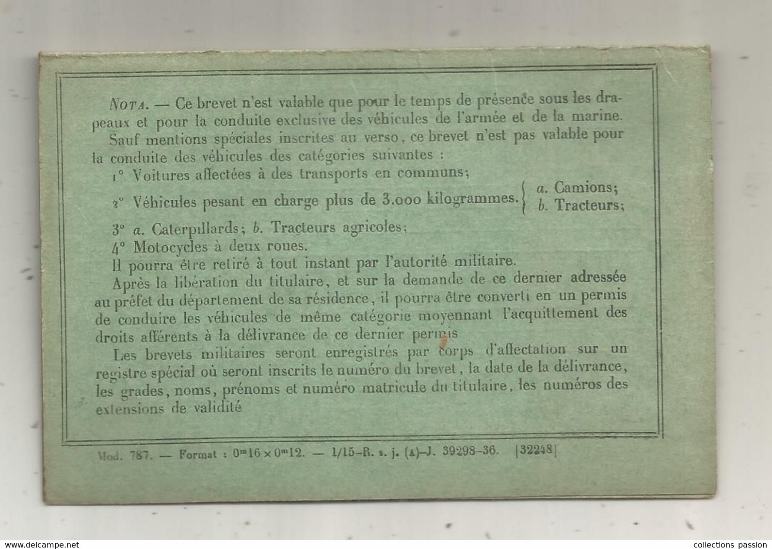 MILITARIA, Brevet Miltaire , 1940, 3 Scans - Documents