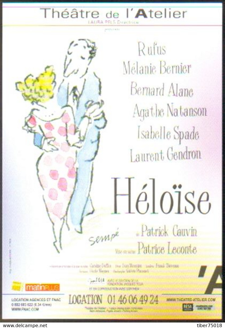 Carte Postale - Héloïse (Rufus - Mélanie Bernier) Théâtre De L'Atelier - Illustration : Sempé - Sempé