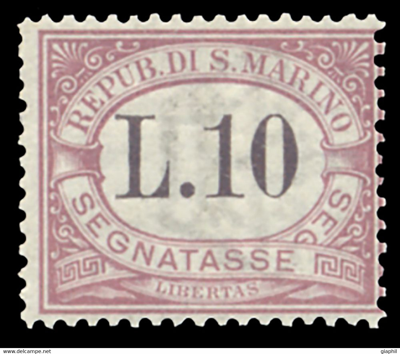 SAN MARINO 1897 SEGNATASSE 10 LIRE (Sass. 9) NUOVO INTEGRO ** OFFERTA! - Strafport