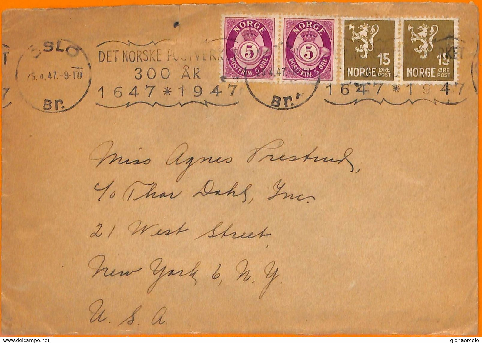 99410 - NORWAY - Postal History -  Cover To The USA 1947 - Briefe U. Dokumente