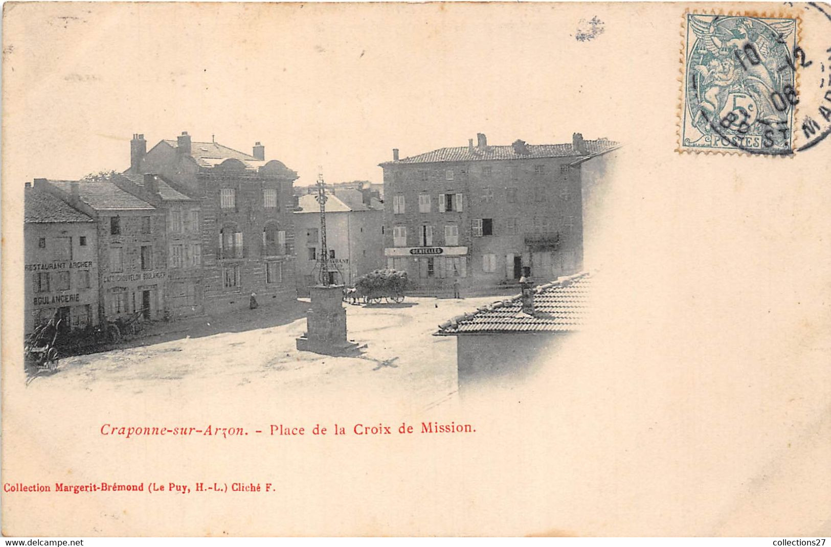 43-CRAPONNE-SUR-ARZON- PLACE DE LA CROIX DE MISSION - Craponne Sur Arzon