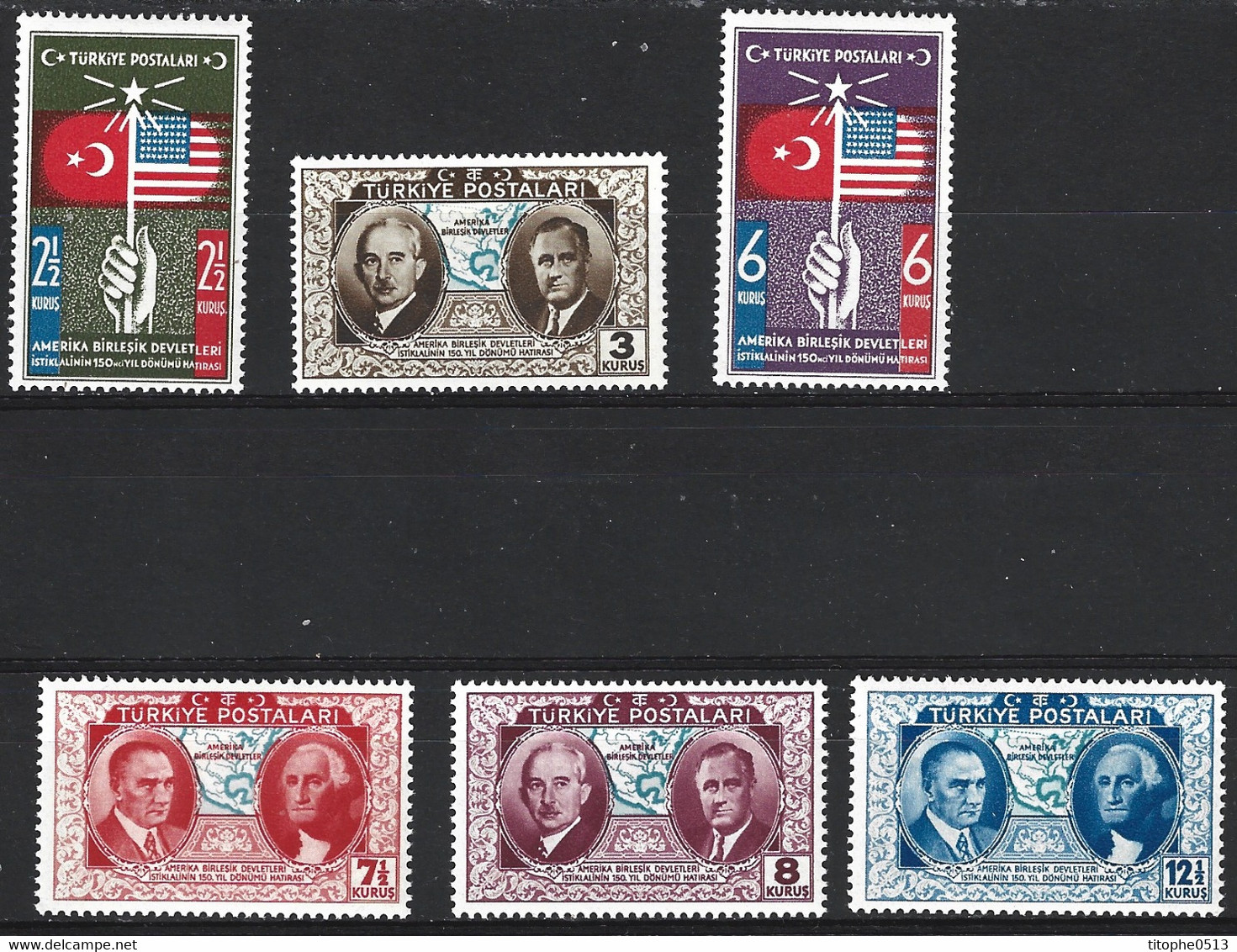 TURQUIE. N°906-11 De 1939. Washington. - George Washington