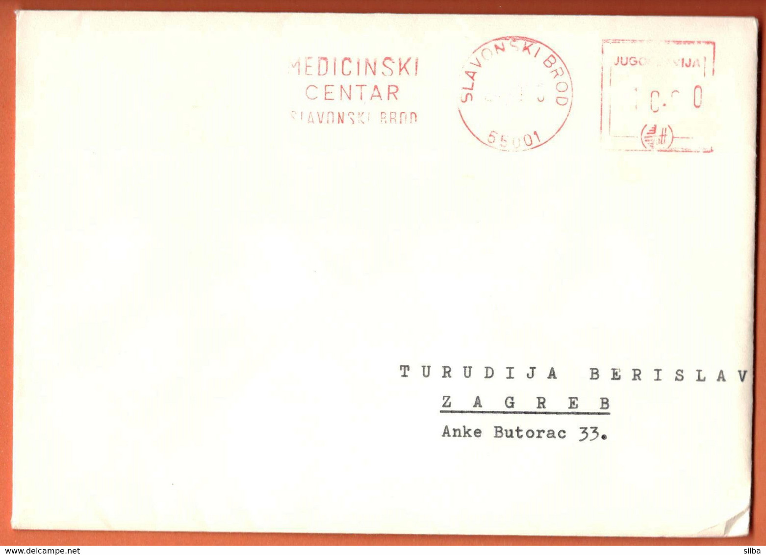 Yugoslavia Croatia Slavonski Brod / Medicinski Centar, Medical Center / Machine Stamp ATM - Brieven En Documenten