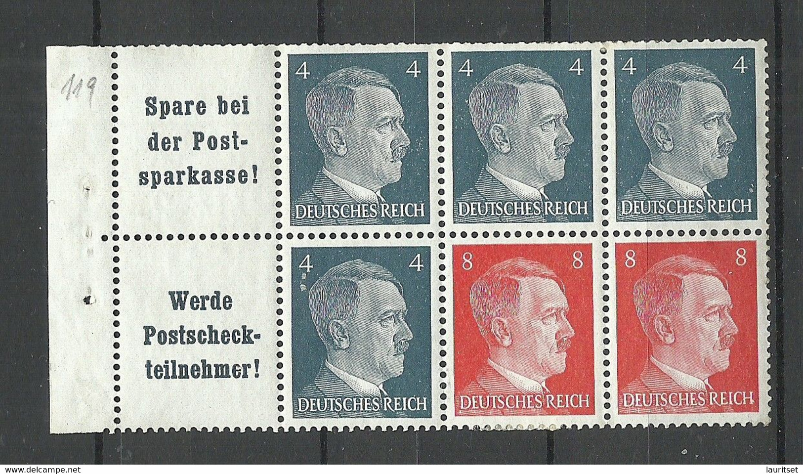 Germany Deutsches Reich 1941 MH-Blatt MNH Page From Stamp Booklet - Carnets