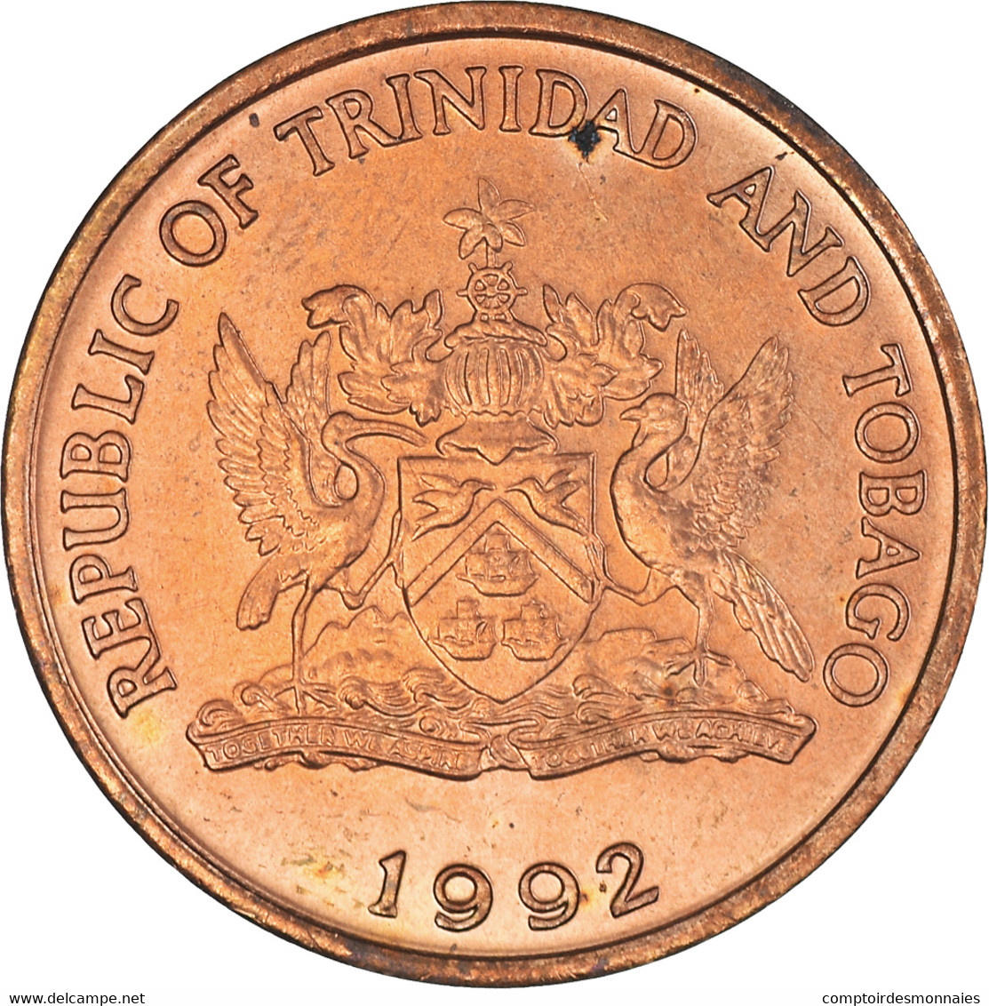 Monnaie, Trinité-et-Tobago, 5 Cents, 1992, TTB+, Bronze, KM:30 - Trinidad En Tobago