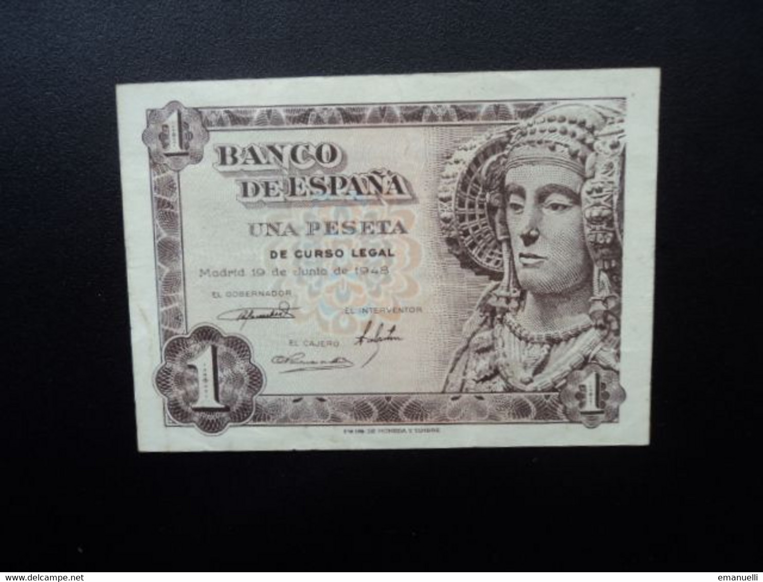 ESPAGNE * : 1 PESETA  19.6.1948     CB 123 / CMB 443 / P 135a   TTB+  ** - 1-2 Peseten